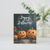 Rustic Pumpkins Halloween Wenskaart Briefkaart (Staand voorkant)