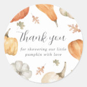 Rustic Pumpkins Herfst Baby shower Hartelijk dank Ronde Sticker (Voorkant)
