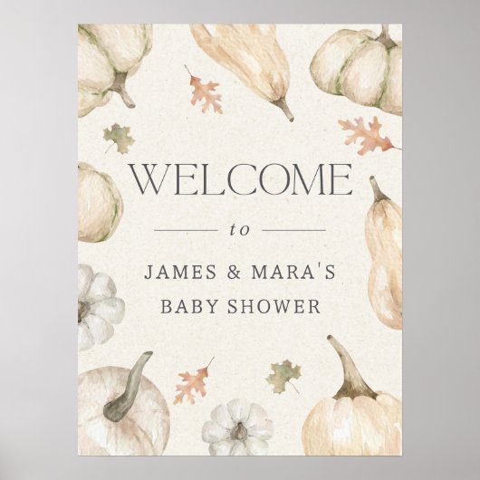 Rustic Pumpkins Herfst Baby shower Welkom Poster (Voorkant)