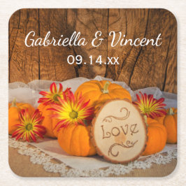 Rustic Pumpkins Herfst Barn Wedding Kartonnen Onderzetters
