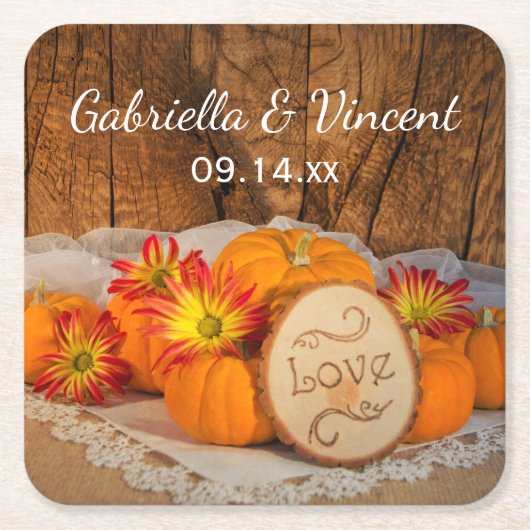 Rustic Pumpkins Herfst Barn Wedding Kartonnen Onderzetters (Voorkant)