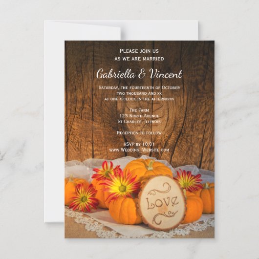 Rustic Pumpkins Herfst Barn Wedding Magnetische Uitnodiging (Voorkant)