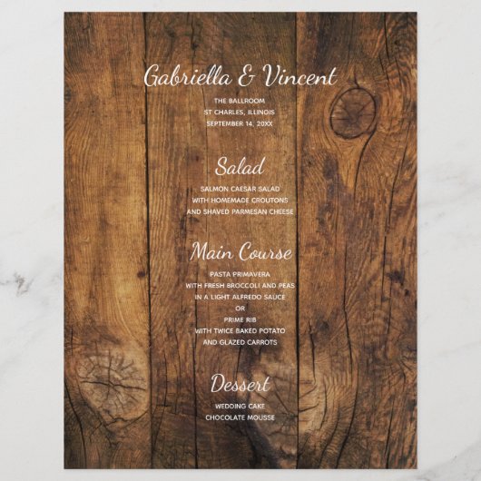 Rustic Pumpkins Herfst Barn Wedding Menu (Achterkant)