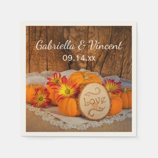 Rustic Pumpkins Herfst Barn Wedding Servet (Voorkant)
