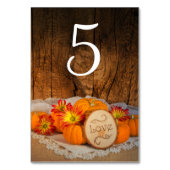 Rustic Pumpkins Herfst Barn Wedding Table Numbers Kaart (Achterkant)