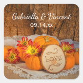 Rustic Pumpkins Herfst Barn Wedding Vierkante Sticker (Voorkant)