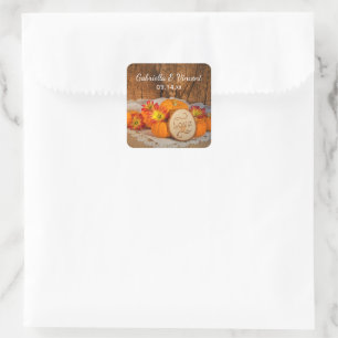 Rustic Pumpkins Herfst Barn Wedding Vierkante Sticker