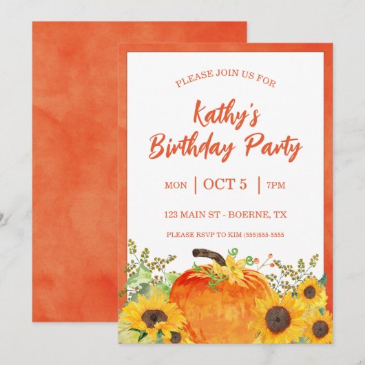 Rustic Pumpkins Herfst Birthday Kaart (Voorkant / Achterkant)