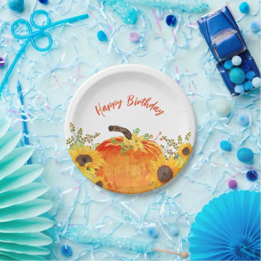 Rustic Pumpkins Herfst Birthday Papieren Bordje (Feest)