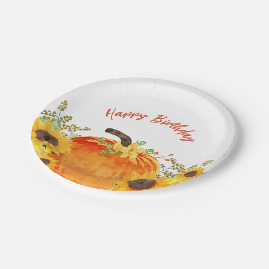 Rustic Pumpkins Herfst Birthday Papieren Bordje (Gekanteld)