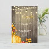 Rustic Pumpkins Lights & Barn Wood Bedankt Kaart (Staand voorkant)