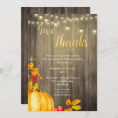 Rustic Pumpkins Lights & Barn Wood Bedankt Kaart (Voorkant / Achterkant)