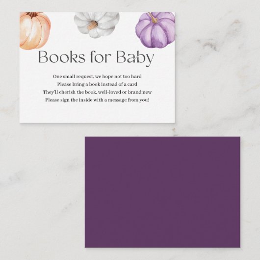 Rustic Pumpkins ORANGE PURPLE WHITE Book Request  Informatiekaartje (Voorkant / Achterkant)