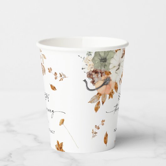 Rustic Pumpkins Thanksgiving Dinner Paper cup Papieren Bekers (Links)