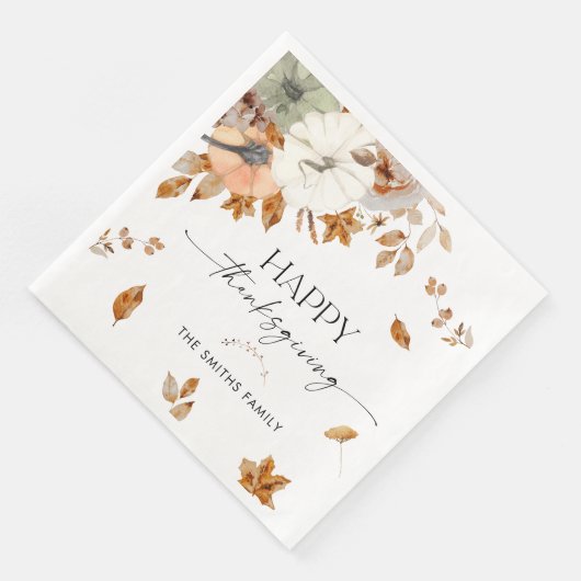 Rustic Pumpkins Thanksgiving Dinner Paper Napkin Servet (Hoek)