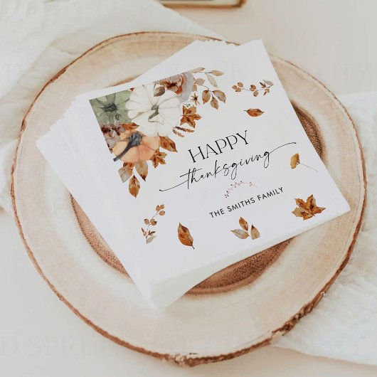 Rustic Pumpkins Thanksgiving Dinner Paper Napkin Servet