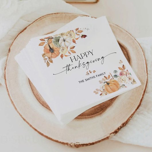 Rustic Pumpkins Thanksgiving Dinner Paper Napkin Servet