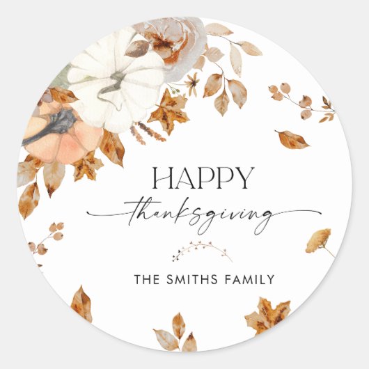 Rustic Pumpkins Thanksgiving Dinner Sticker (Voorkant)