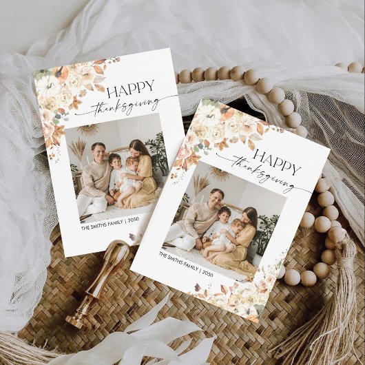 Rustic Pumpkins Thanksgiving Flat Holiday Card Feestdagenkaart