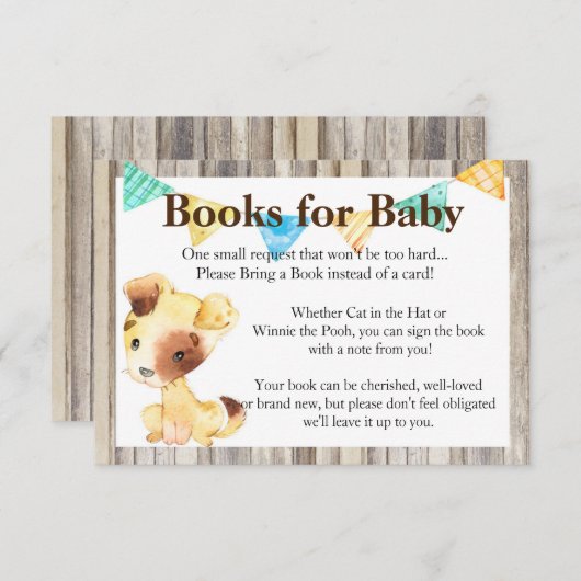Rustic Puppy Books voor Baby Informatiekaartje (Voorkant / Achterkant)