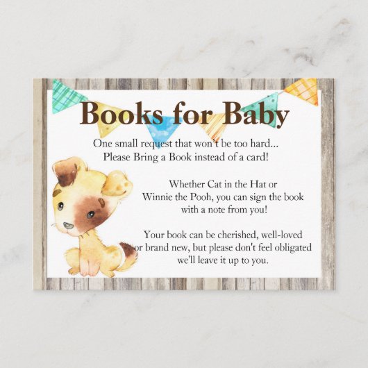Rustic Puppy Books voor Baby Informatiekaartje (Voorkant)