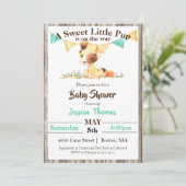 Rustic Puppy Dog Boy Baby shower Kaart (Staand voorkant)