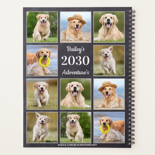 Rustic Puppy Dog Pet Journal Photo Collage Planner (Achterkant)