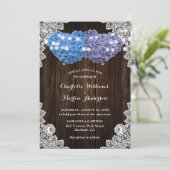 Rustic Purple and Blue Floral Wedding Invitation Kaart (Staand voorkant)