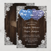 Rustic Purple and Blue Floral Wedding Invitation Kaart (Voorkant / Achterkant)