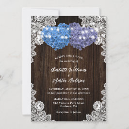 Rustic Purple and Blue Floral Wedding Invitation Kaart