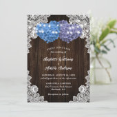 Rustic Purple and Blue Floral Wedding Invitation Kaart (Staand voorkant)