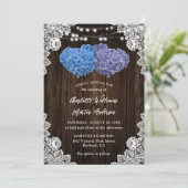 Rustic Purple and Blue Floral Wedding Invitation Kaart (Staand voorkant)