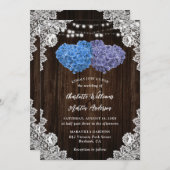 Rustic Purple and Blue Floral Wedding Invitation Kaart (Voorkant / Achterkant)