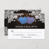 Rustic Purple and Blue Floral Wedding RSVP Kaartje (Voorkant / Achterkant)