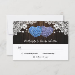 Rustic Purple and Blue Floral Wedding RSVP Kaartje