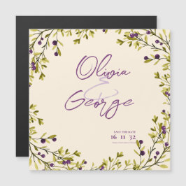 Rustic Purple Berry Greenery Wedding Save the Date