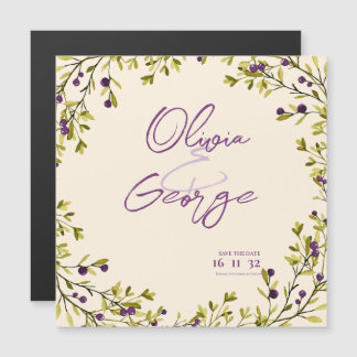 Rustic Purple Berry Greenery Wedding Save the Date