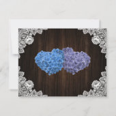 Rustic Purple Blue Floral Lace 3 Photo Wedding Save The Date (Achterkant)