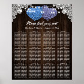 Rustic Purple Blue Floral Wedding Seating Chart 12 Poster (Voorkant)