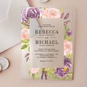 Rustic Purple Blush Pink Floral Wedding Acryl Uitnodigingen