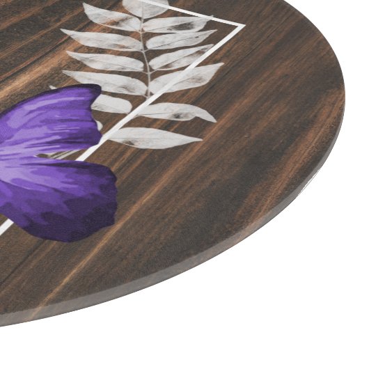 Rustic Purple Butterfly Personalized Cutting Board Snijplank (Hoek)