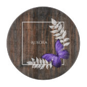 Rustic Purple Butterfly Personalized Cutting Board Snijplank (Voorkant)