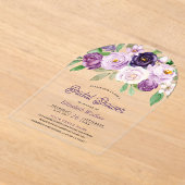 Rustic Purple Floral Bridal Shower Acryl Uitnodigingen (Laagn)