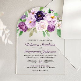 Rustic Purple Floral Wedding Acryl Uitnodigingen