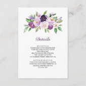 Rustic Purple Floral Wedding Details Informatiekaartje (Voorkant)