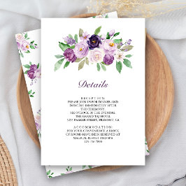 Rustic Purple Floral Wedding Details Informatiekaartje
