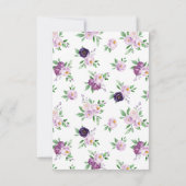 Rustic Purple Floral Wedding RSVP Kaartje (Achterkant)
