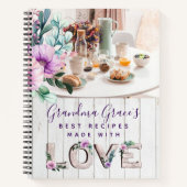 Rustic Purple Flowers Recipe Book for Grandmoeder Notitieboek (Voorkant)