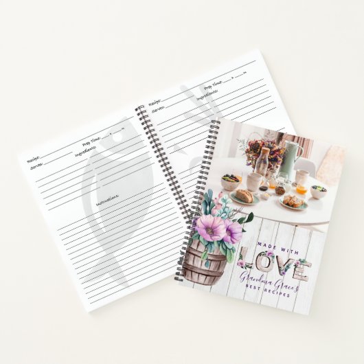 Rustic Purple Flowers Recipe Book for Grandmoeder Notitieboek (Binnen)