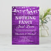  Rustic Purple Nothing Fancy Just Love Wedding Kaart (Staand voorkant)